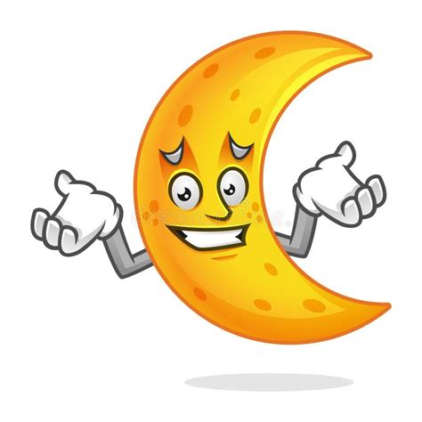 Confused Moon Mascot Error Moon Character Moon Cartoon Vector Stock