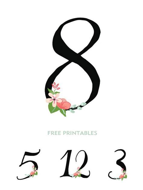 Free Printable Floral Table Numbers From Ruffled Hand Drawn Wedding