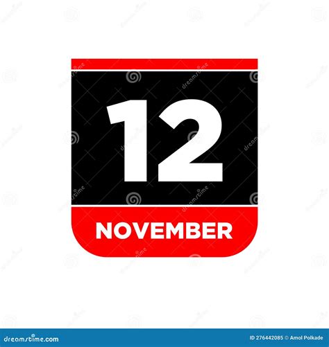 11th November Calendar Date Icon 11 Nov Lettering Stock Vector