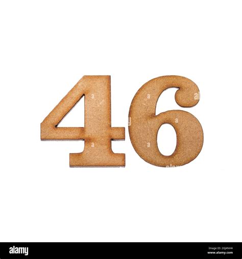 Number 46 In Wood Isolated On White Background Stock Photo Alamy