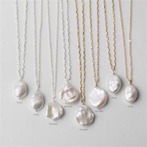 Irregular Pearl Pendant Necklace Large Pearl Pendant Etsy Natural
