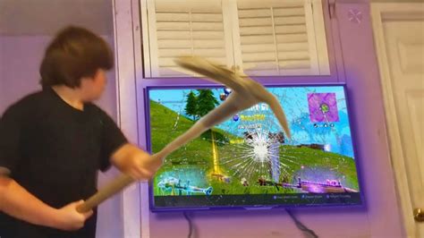 Kid Destroys 4000 Tv Over Fortnite Rage Youtube