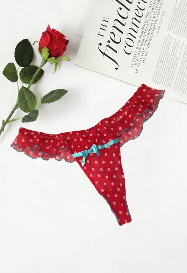 Ann Summers Net Lace Frill Polka Dot Red Thong