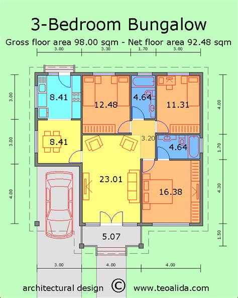 3 Bedroom Bungalow Bungalow Floor Plans Floor Plan Design Bungalow