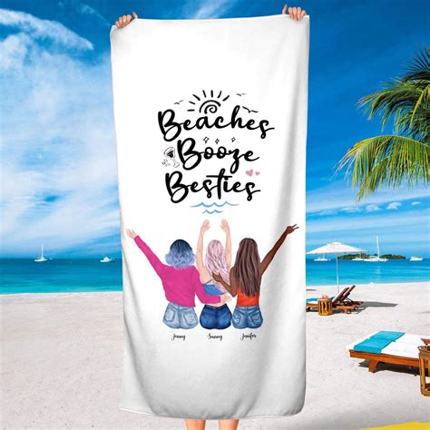 Personalized Bestie Beach Towels, Beach Booze Besties Towels, Best Fri