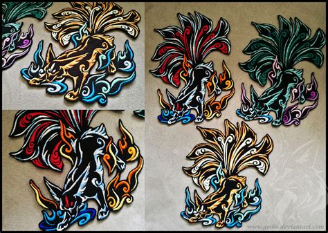 Tribal Nine Tailed Fox ~ Xl Embroidered Patches By Cyanfox3 On Deviantart