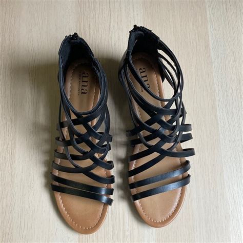 Ana Shoes Nwt Ana Gilly Gladiator Sandals Black Size 8 Medium