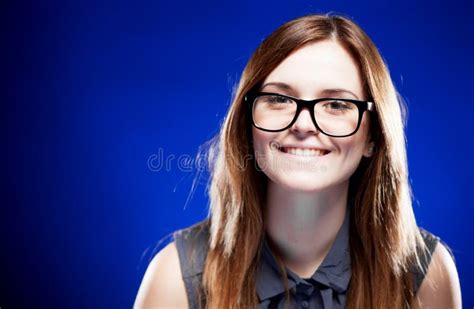 Young Woman With Lovely Smile And Nerd Glasses Stock Photo Image Of