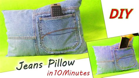 DIY Simple Pillow Out Of Old Jeans How To Sew Denim Cushion Cover In