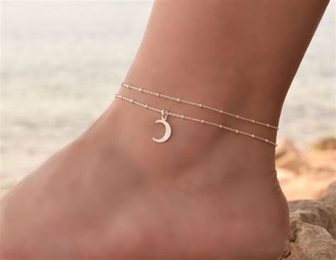 Crescent Moon Anklet Sterling Silver Anklets For Women Anklet Silver