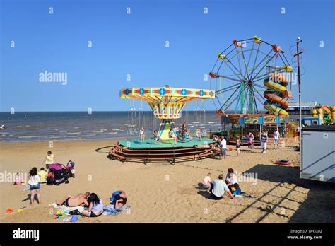 Funfair Rides On Cleethorpes Beach Cleethorpes Lincolnshire Stock