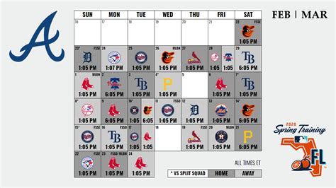 Updated Braves Spring Training Schedule With Homeaway Split Squad