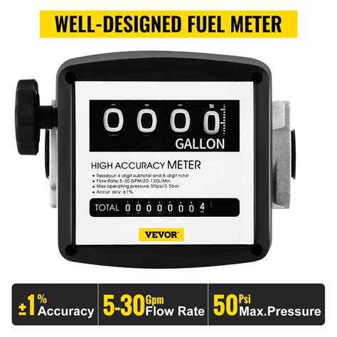 Vevor Mechanical Fuel Meter For All Fuel Transfer Pumps Color Black