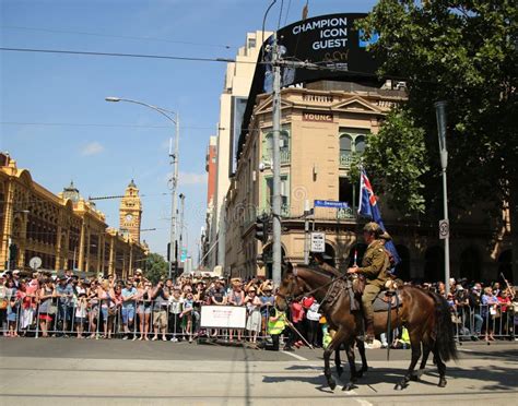 Participants Marching During Australia Day Parade In Melbourne