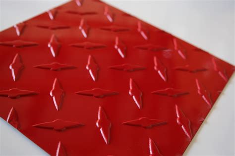 4 X 8 Red Aluminum Diamond Plate Sheet Cutsmetal