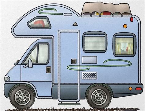 An Image Of A Blue Camper Parked On The Ground