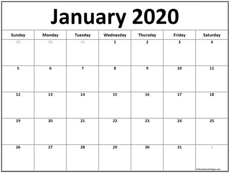 Get Printable Calendar Jan 2020 Calendar Printables Free Blank