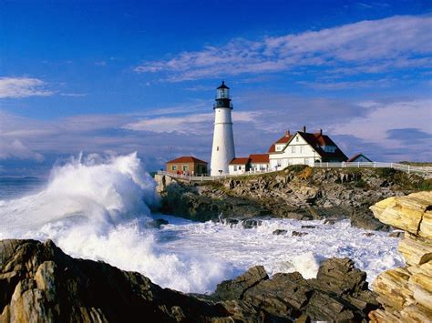 Wallpaper Sea Water Rock Shore Tower Coast Cliff Lighthouse
