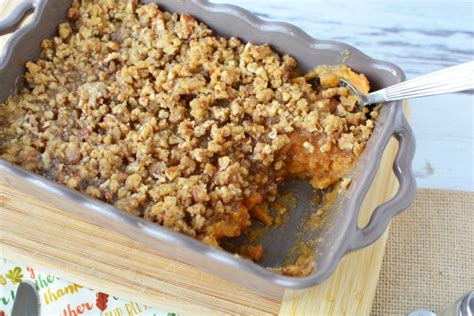 Easy Sweet Potato Casserole With Pecan Crunch Topping Thrifty Nw Mom