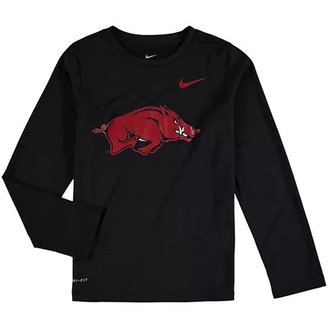 Youth Nike Heathered Black Arkansas Razorbacks Legend Logo Long Sleeve