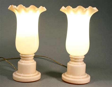 A Pair Of Very Simple Blush Pink Milk Glass Lamps Milk Glass Lamp Glass Lamps Vintage Shabby