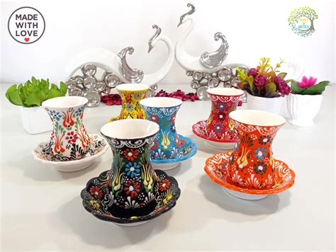 X Turkish Tea Set Tea Cups And Saucers Handmade Ceramic Set