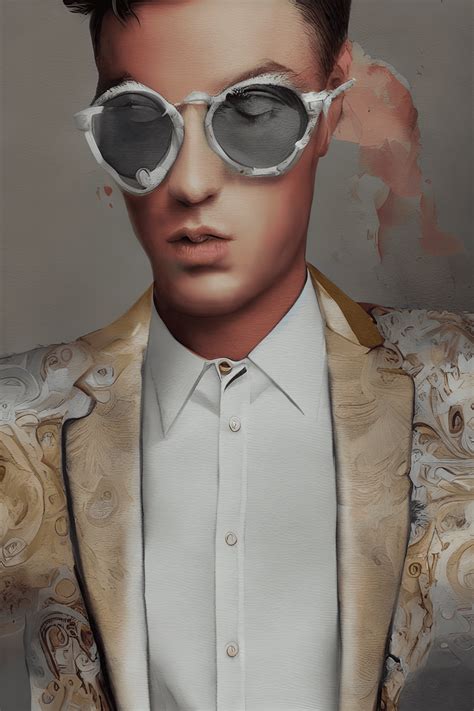 Stylish Shaven Young Man In Circular Sunglasses · Creative Fabrica