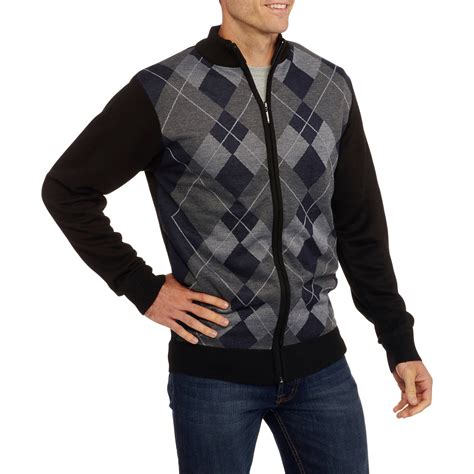 Mens Argyle Jacquard Full Zip Sweater