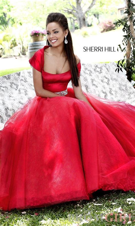 long strapless red ball gown by sherri hill prom dresses taffeta gown for prom prom dresses