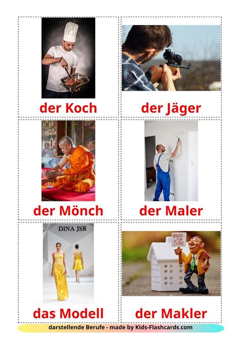 Free Jobs And Occupations Flashcards For Kids On German Language With