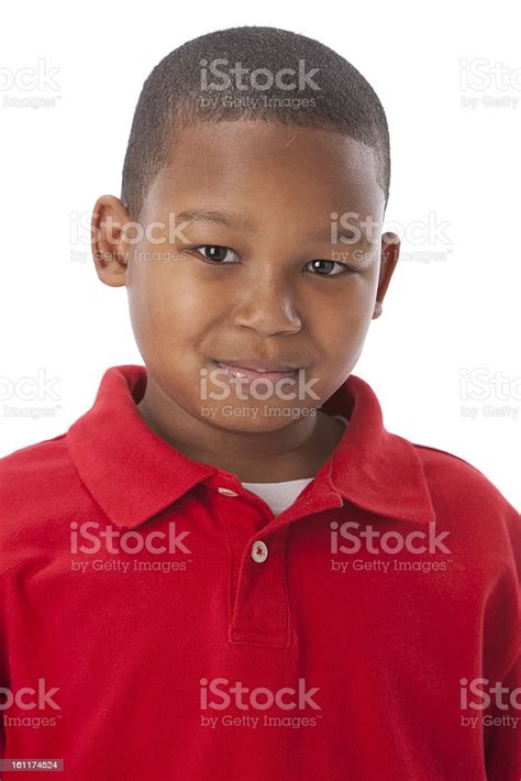 Real People Closeup Headshot African American Boy Smiling Stock Photo