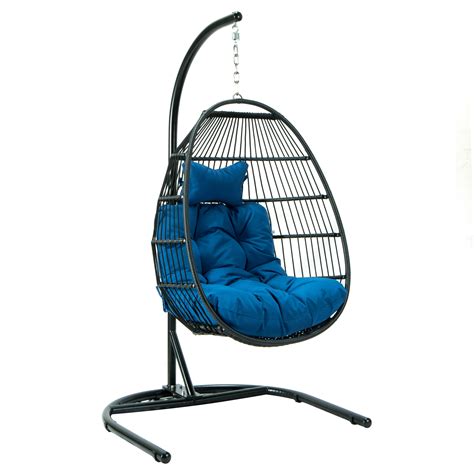 Argos rattan hanging blue egg chair £250.00. Wicker Hanging Egg Swing Chair - Folding Construction ...