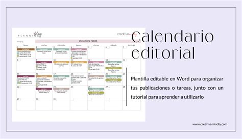 Creative Mindly Crea Y Edita Tu Propio Calendario Editorial