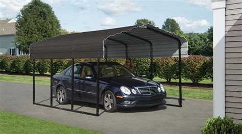 Sourcing guide for metal carport kits: Arrow Galvanized Black/Charcoal 10 x 15 x 7 Steel Carport ...