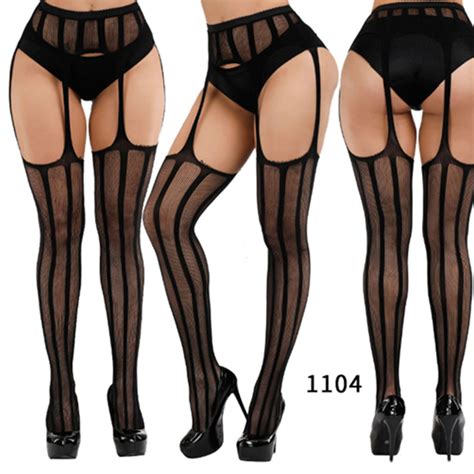 Women Open Crotch Fishnet Stockings Pantyhose Crotchless Suspender
