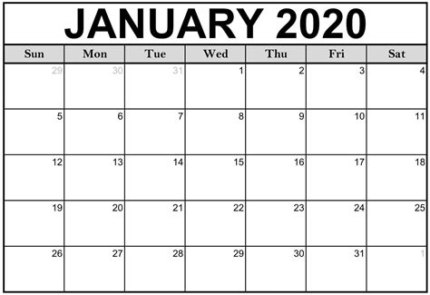 Collect January 2020 Calendar Kid Friendly Calendar Printables Free Blank