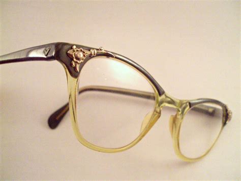 Vintage Cat Eyeglasses Two Tone Browline Flower Cat Eye Etsy Eyeglasses Cat Eye Glasses