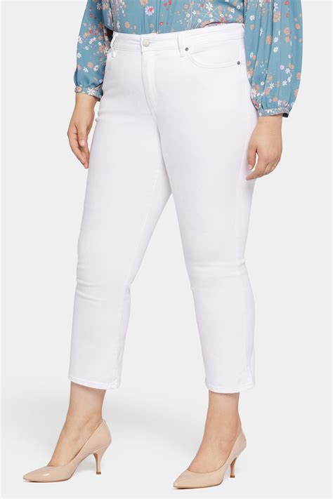 Marilyn Straight Ankle Jeans In Plus Size Optic White White Nydj