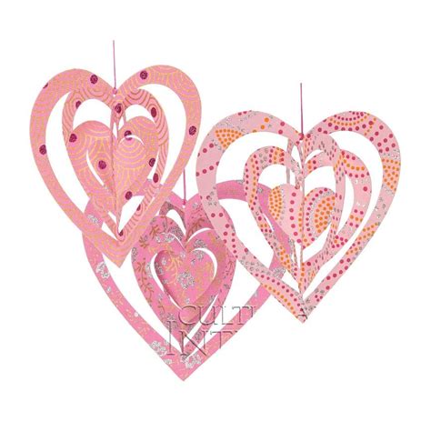 Pink Origami Paper Heart Ornaments Set Of 3 Paper Ornaments Heart