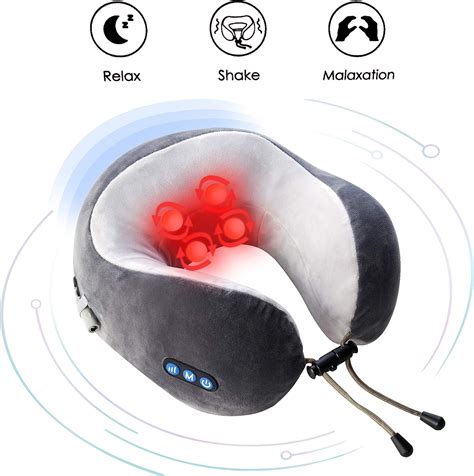 Electric Travel Neck Massage Pillow U Shaped Memory Foam Kneading Vibration Neck