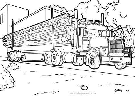 Traktor trecker ausmalbilder malvorlagen 100 kostenlos malvorlagen für kinder, kids, jugendliche, erwachsene und senioren. Malvorlage LKW mit Holz | Gratis Malvorlagen zum Download