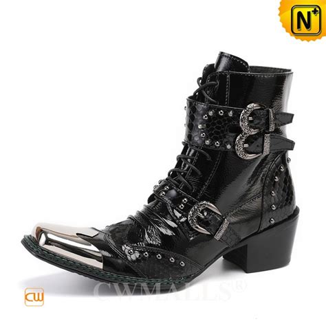 Cwmalls® Custom Lace Up Black Leather Dress Boots Cw721106
