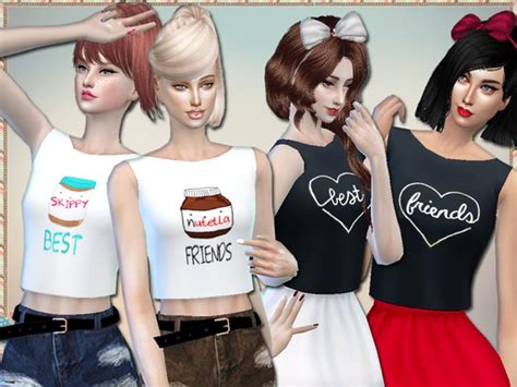 Best Friends Tops By Simlark Sims 4 Female Clothes