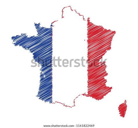 Vector Isolated France Map Flag Engraving Stock Vector Royalty Free