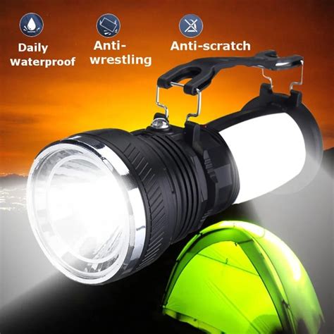Solar Power Usb Rechargeable Led Flashlight Super Bright Camping Tent