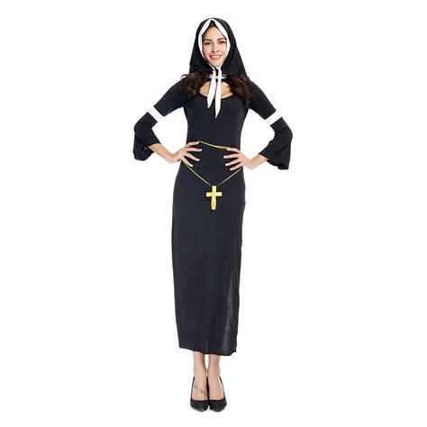 new stage performance europe nun cosplay costume halloween female priest uniform role play