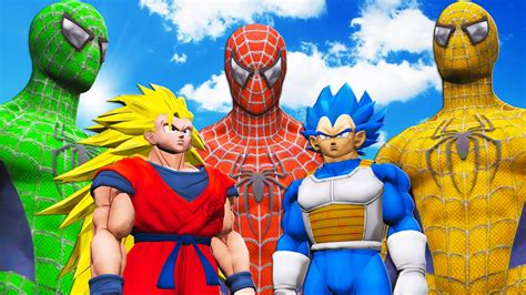 Goku And Vegeta Vs Team Spider Man Epic Superheroes Battle Youtube