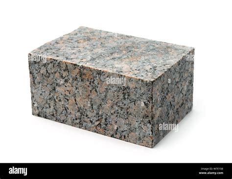 Block Of Natural Unpolished Granite Stone Isolated On White Stock Photo