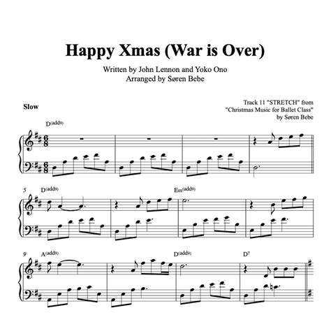 Happy Xmas War Is Over Piano Sheet Music For Ballet Class
