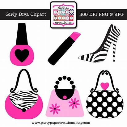 Clipart Purse Girly Pink Diva Graphic Makeup